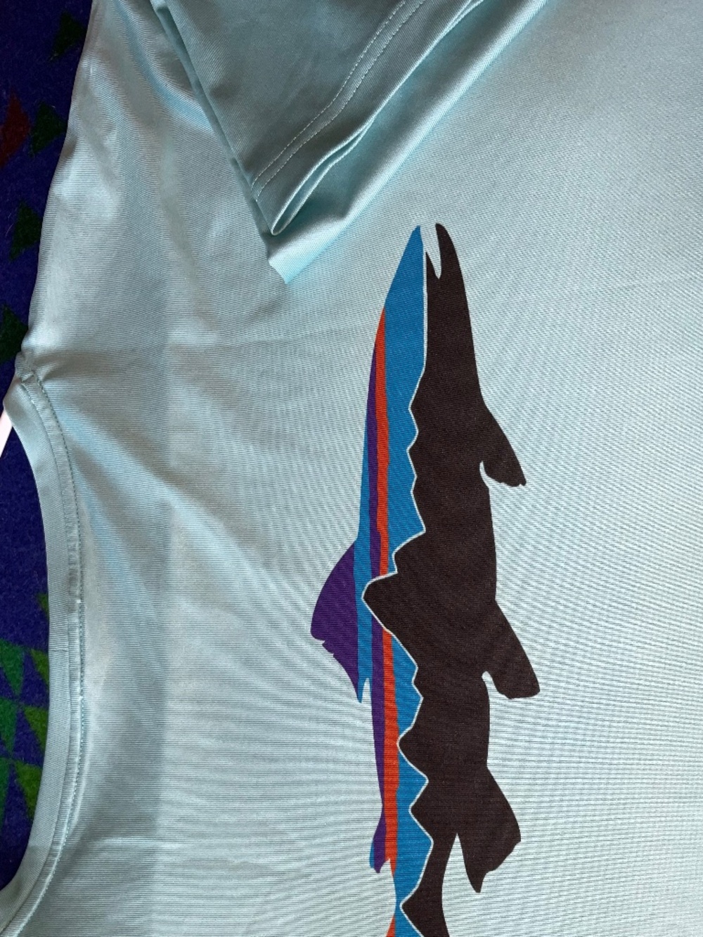 Patagonia men’s tech, fish, graphic T-Blue- Size (3XL)